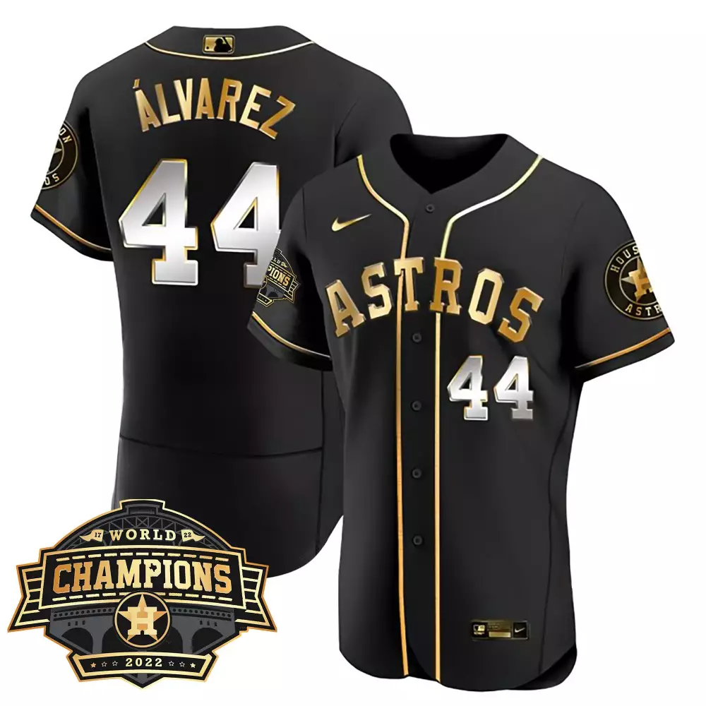 Yordan Lvarez 44 Astros Jersey Black 2022 World Series Champions Men Gold White All