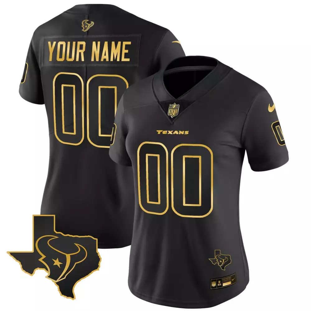 Custom Texans Jersey Black Women Gold Vapor Limited All Stitched