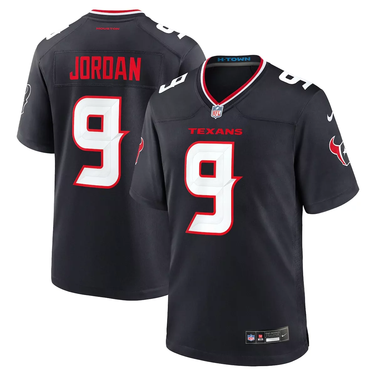 Jordan 9 Houston Texans Jersey Black Men Red White Game