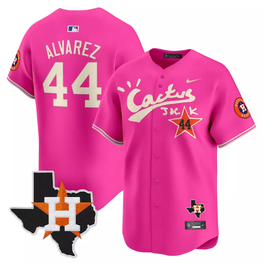 Yordan Lvarez 44 Houston Astros Jersey Hot Pink Cactus Jack Texas Shape Men Alternate