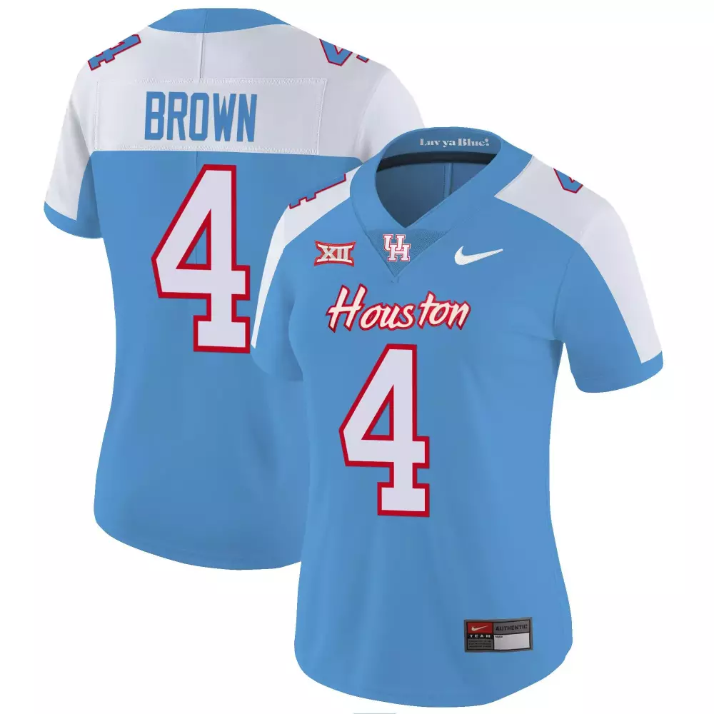 Connor Brown 4 Houston Jersey Blue Big Women Split Design White Red Alternate Vapor