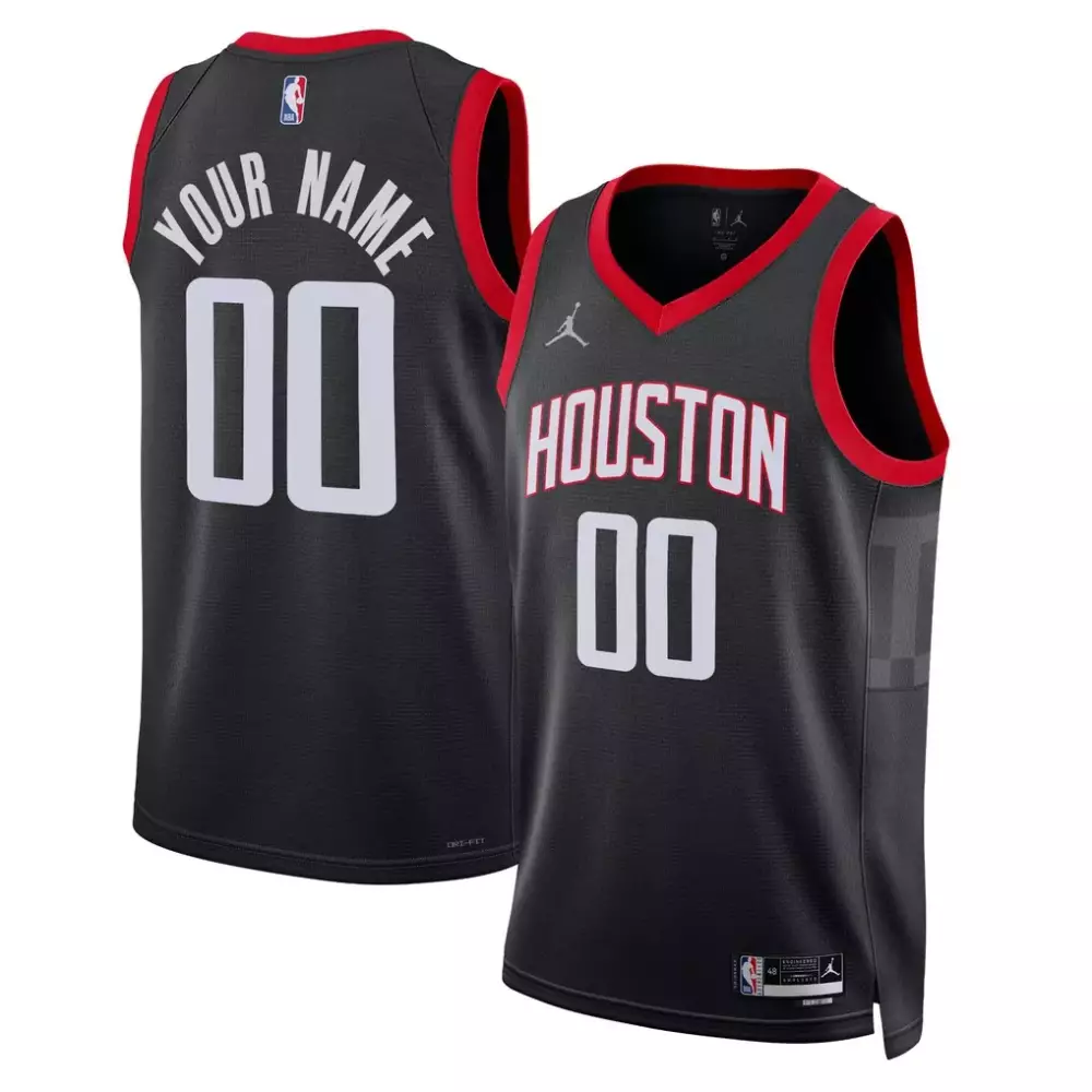 Custom Houston Jersey Black Men Red White Unisex Swingman