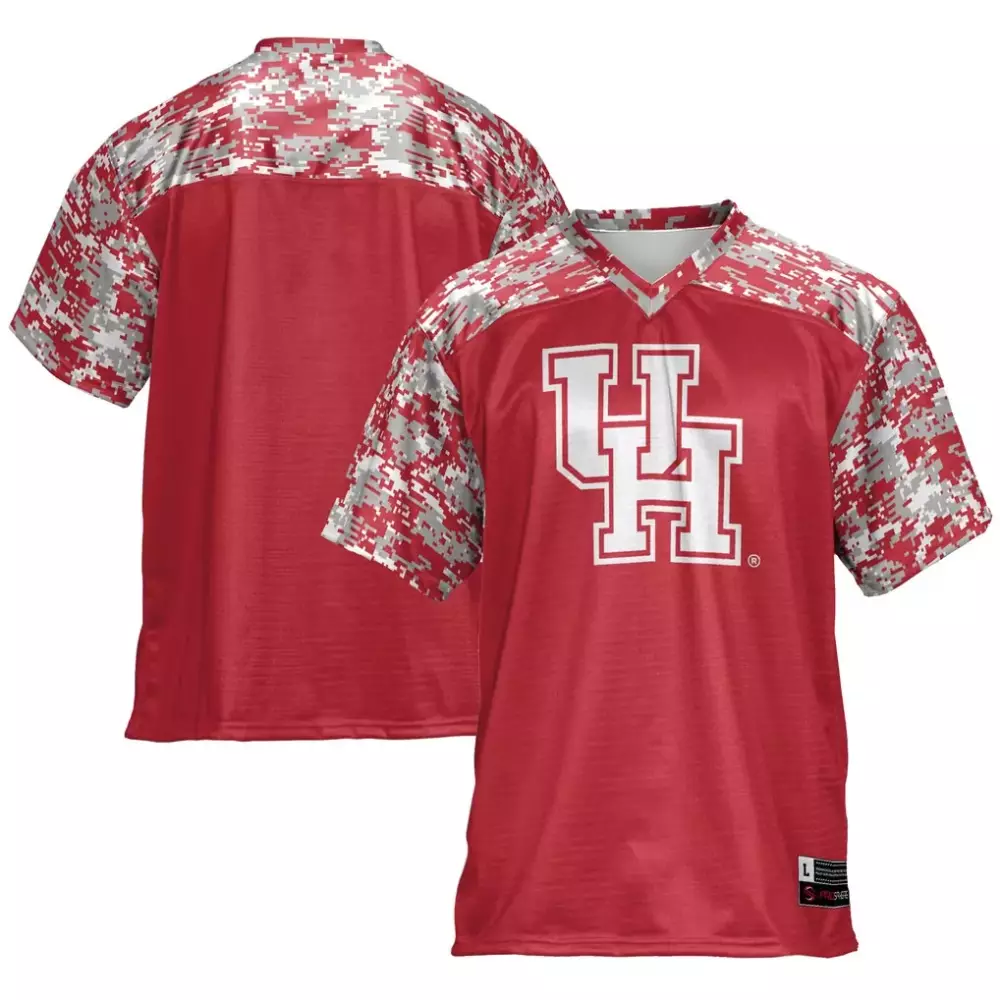 Custom Houston Cougars Jersey Red Split Design White Gray Black Gameday
