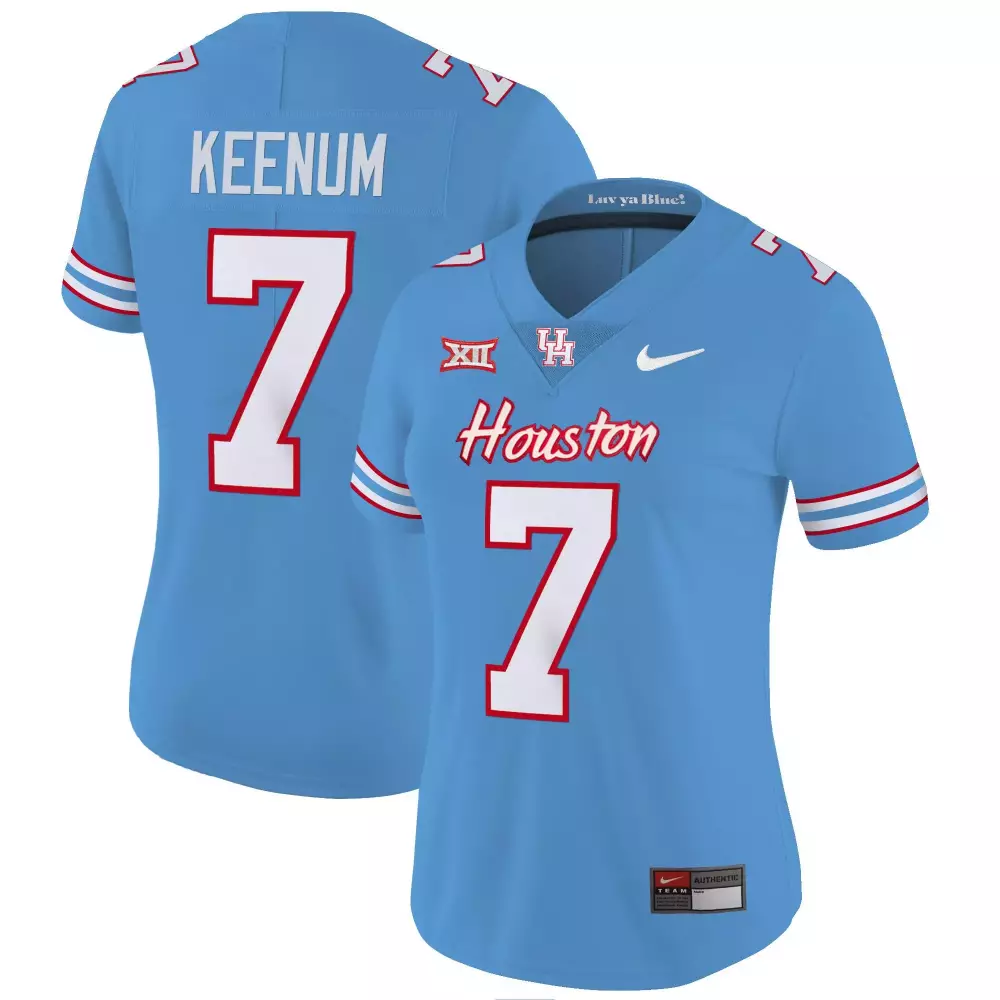 Keenum 7 Houston Jersey Light Blue Red White Vapor v4 All Stitched