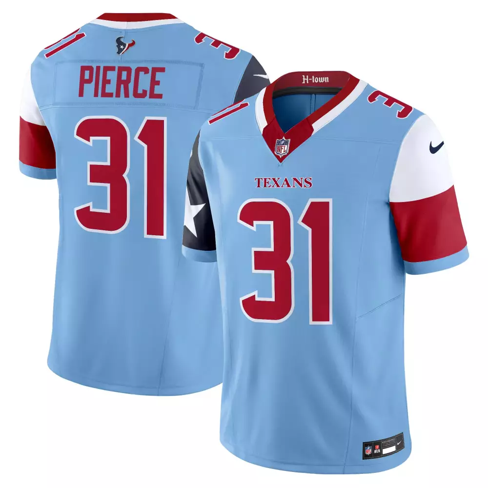 Dameon Pierce 31 Texans Jersey Light Blue Men Alternate Red White Black Vapor Limited