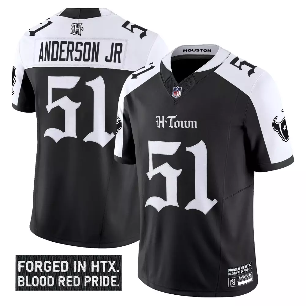 Will Anderson Jr. 51 Jersey Black Houston Oilers Men Split Design White Vapor