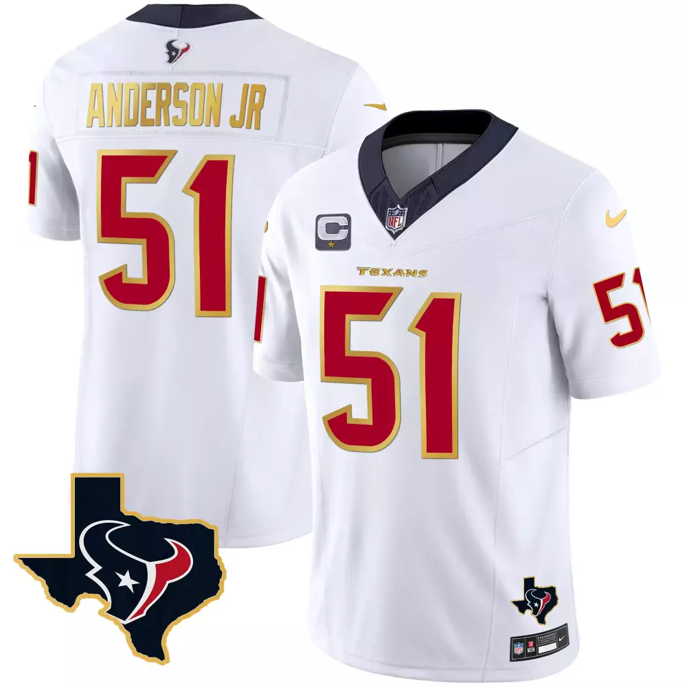 Will Anderson Jr. 51 Texans Jersey White Men Red Gold All Stitched Vapor