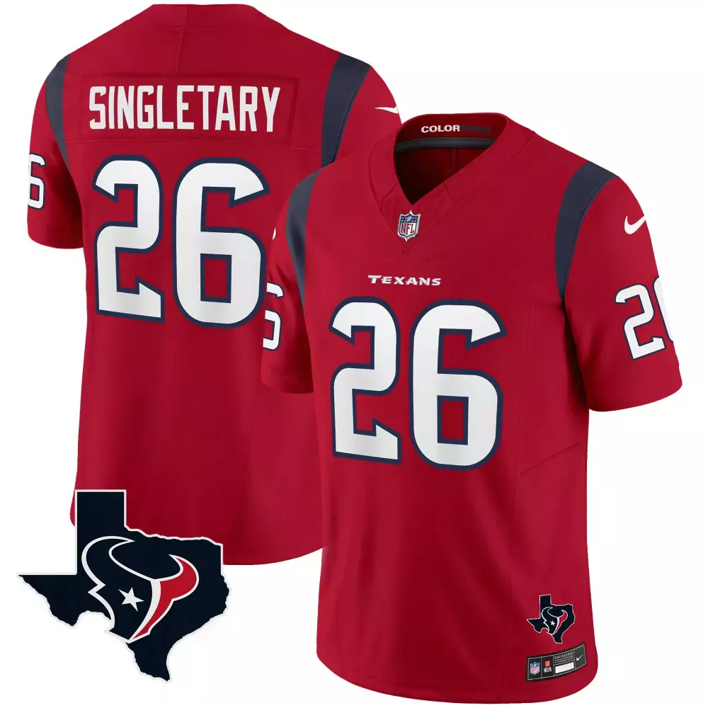Devin Singletary 26 Texans Jersey Red Men Replica Navy Blue White Rush Vapor v2 All