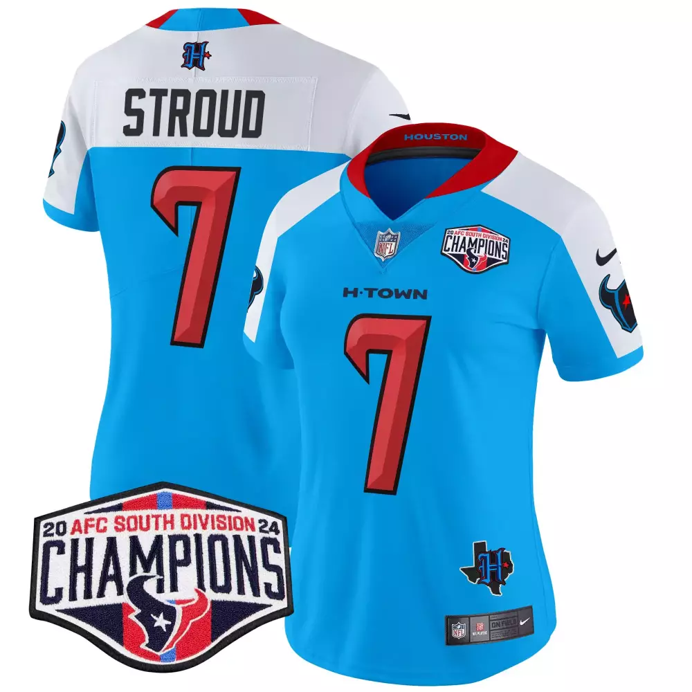 C.j. Stroud 7 Houston Texans Jersey Blue AFC South Division Champions Men NFL Alternate
