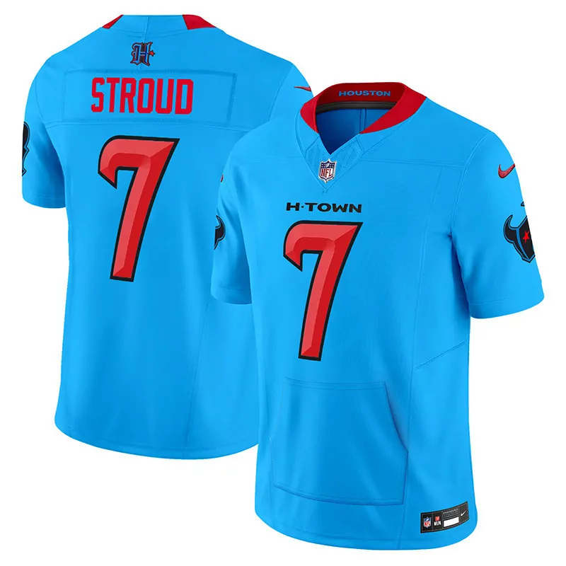 C.j. Stroud 7 Houston Texans Jersey Blue Men Standard Alternate Red Vapor All Stitched