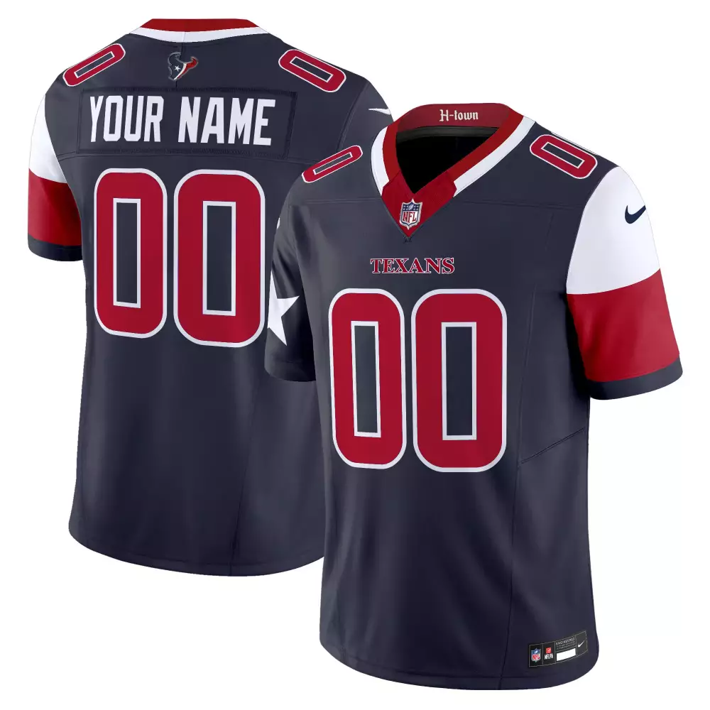 Custom Houston Texans Jersey Navy Blue Men Red White Vapor Limited v5 All Stitched