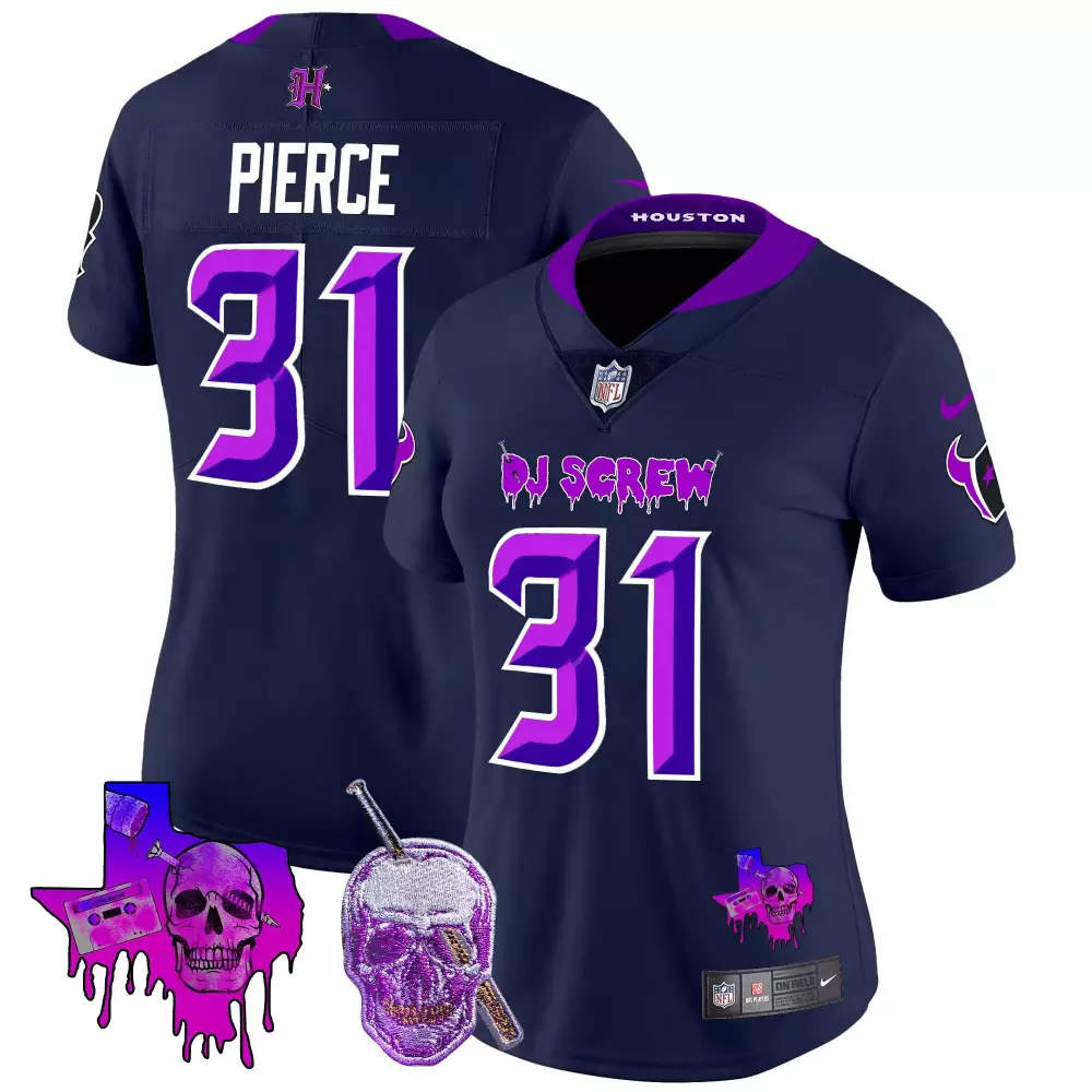 Dameon Pierce 31 Houston Oilers Jersey Navy Blue Dj Screw Men Purple Limited Vapor