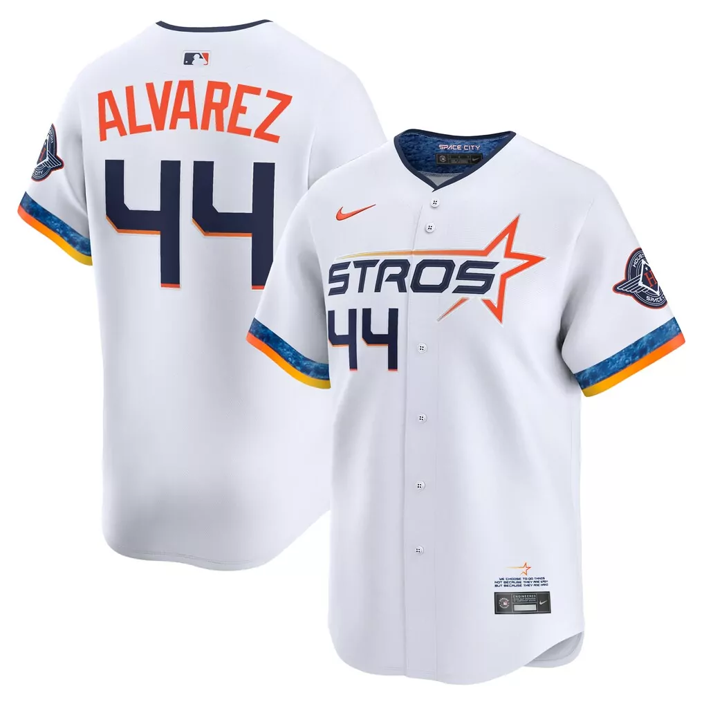 Yordan Alvarez 44 Houston Astros Jersey White Space City Men Alternate Navy Orange
