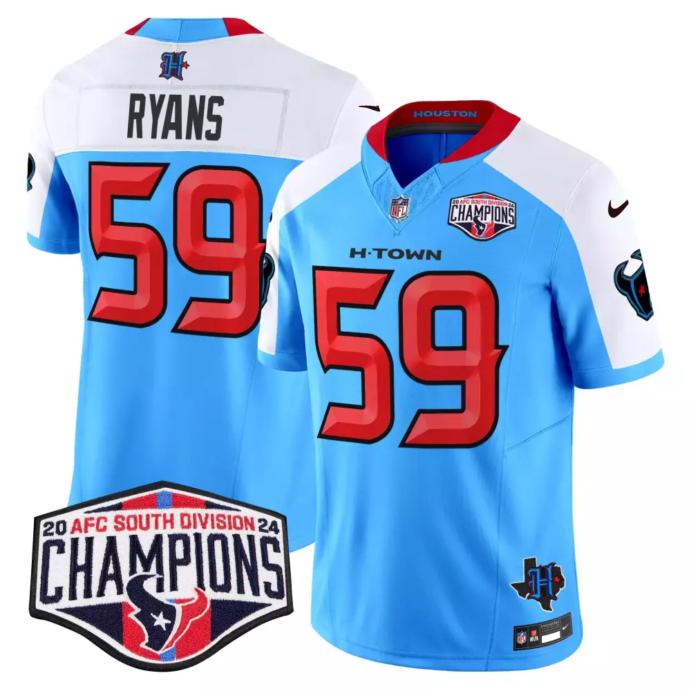 Demeco Ryans 59 Houston Texans Jersey Light Blue AFC South Division Champions Men