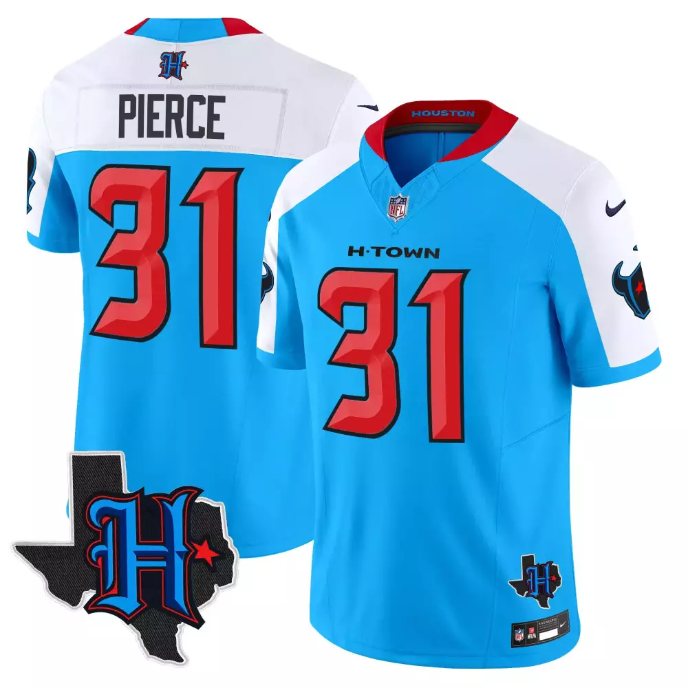 Dameon Pierce 31 Houston Texans Jersey Light Blue Texas Silhouette Men Alternate
