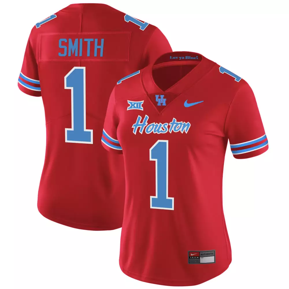 Smith 1 Houston Jersey Red Women College Blue White Vapor All Stitched