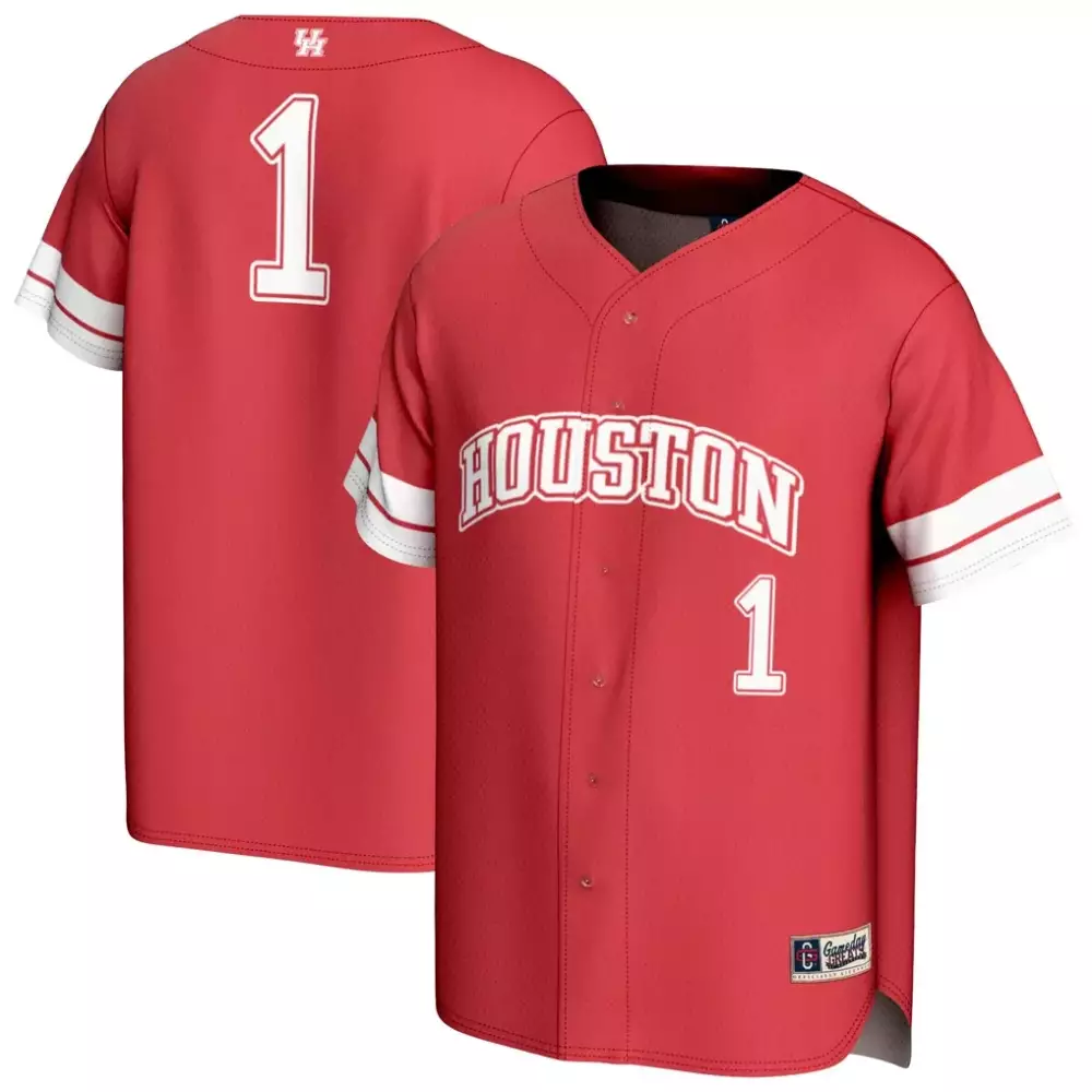 Custom Houston 1 Jersey Red White Gameday Unisex Fashion