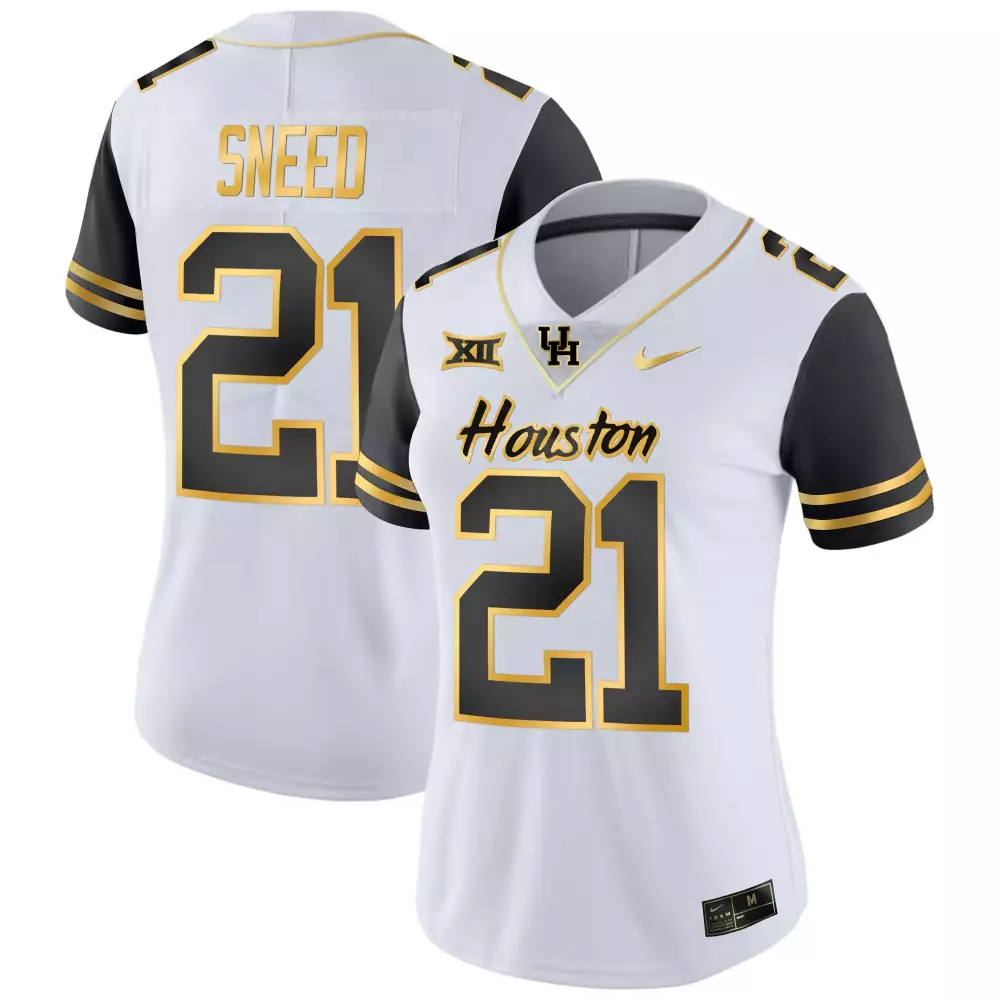 Sneed 21 Houston Jersey White Xii Women Black Gold All Stitched