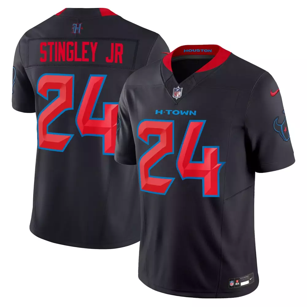 Derek Stingley Jr. 24 Jersey Black Houston Texans Men NFL Alternate Red Blue Vapor