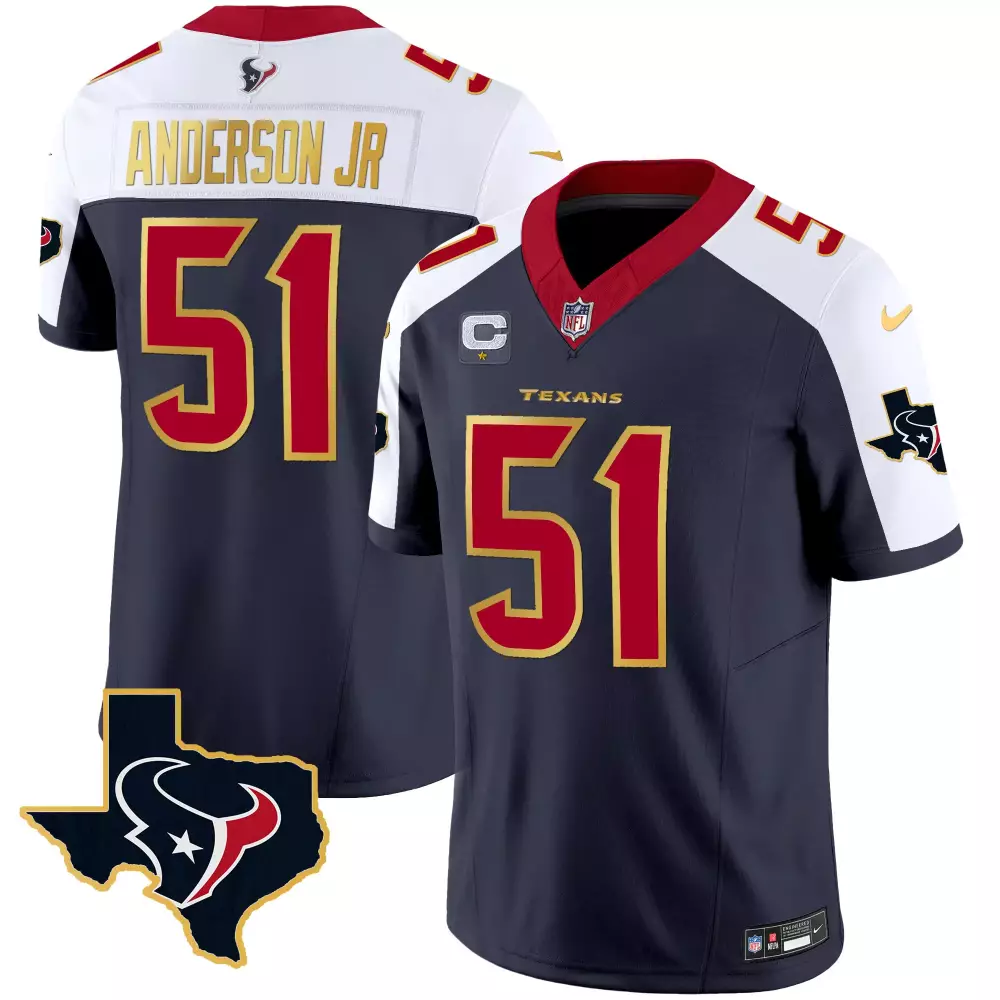 Will Anderson Jr. 51 Texans Jersey Navy Men Player White Red All Stitched