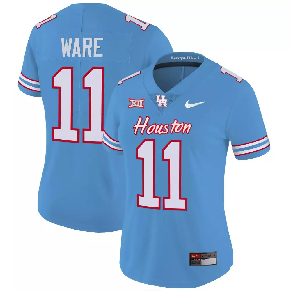 Ware 11 Houston Jersey Light Blue Xii Uh Women White Red Vapor v5 All Stitched