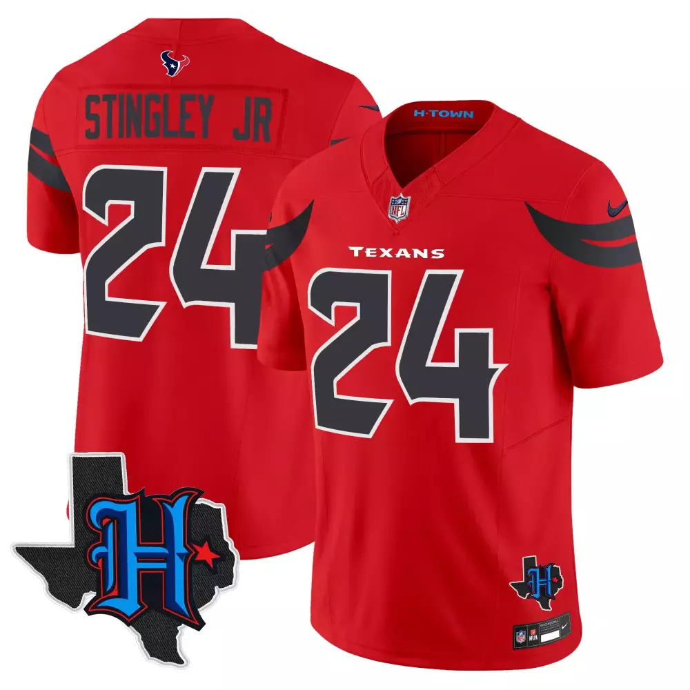 Stingley Jr 24 Texans Jersey Red H-town Texas Men Game Black All Stitched Vapor