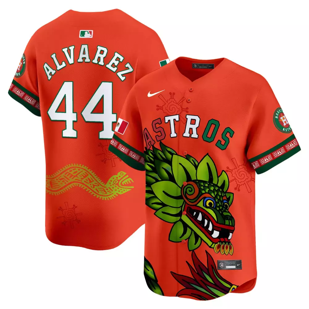 Alvarez 44 Astros Jersey Orange Cinco De Mayo Mexico Flag Men Custom Design Green
