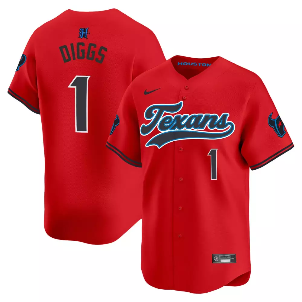 Stefon Diggs 1 Houston Texans Jersey Red City Connect 2023 Men Navy Blue Light Stitched