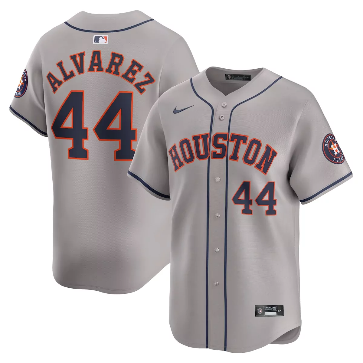 Yordan Alvarez 44 Houston Astros Jersey Grey Men Navy Blue Orange Away Limited