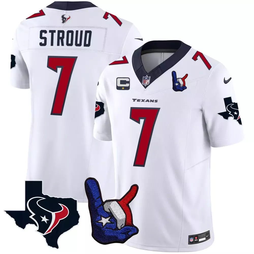 C.j. Stroud 7 Texans Jersey White Texas Outline Foam Hand Men Game Red Navy Vapor