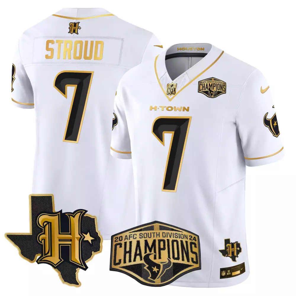 C.j. Stroud 7 Houston Texans Jersey White 2023 AFC South Division Champions H-town Texas Star