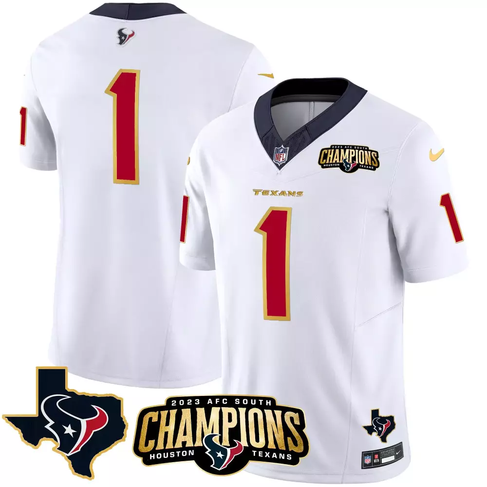 C.j. Stroud 1 Houston Texans Jersey White 2023 AFC South Champions Men Red Navy Blue