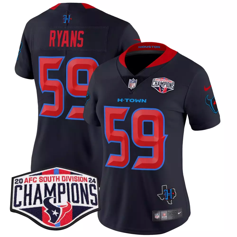 Demeco Ryans 59 Houston Texans Jersey Navy AFC South Division Champions Men Game