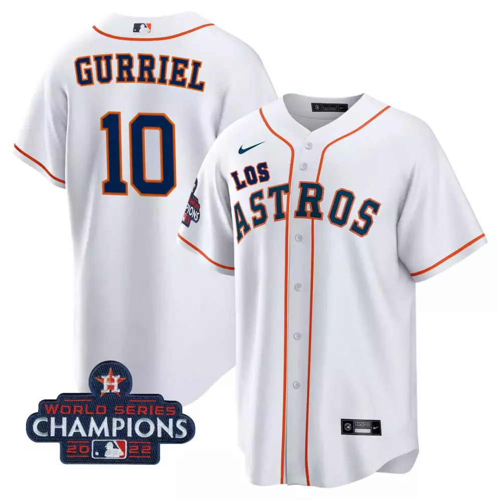 Yuli Gurriel 10 Houston Astros Jersey White World Series Champions 2022 Men Replica