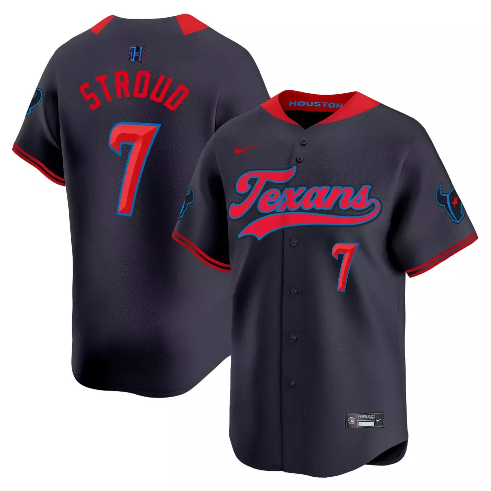 C.j. Stroud 7 Houston Texans Jersey Navy Men Red Light Blue Stitched