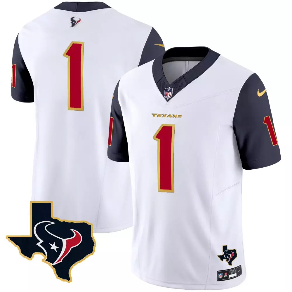 Johnson 1 Houston Texans Jersey White Men Authentic Alternate Navy Blue Red Gold