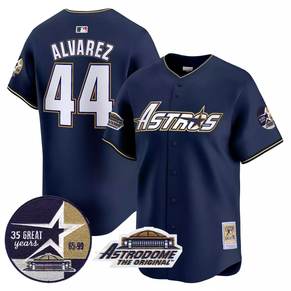 Yordan Lvarez 44 Astros Jersey Navy Astrodome Collection Original Men Gold White