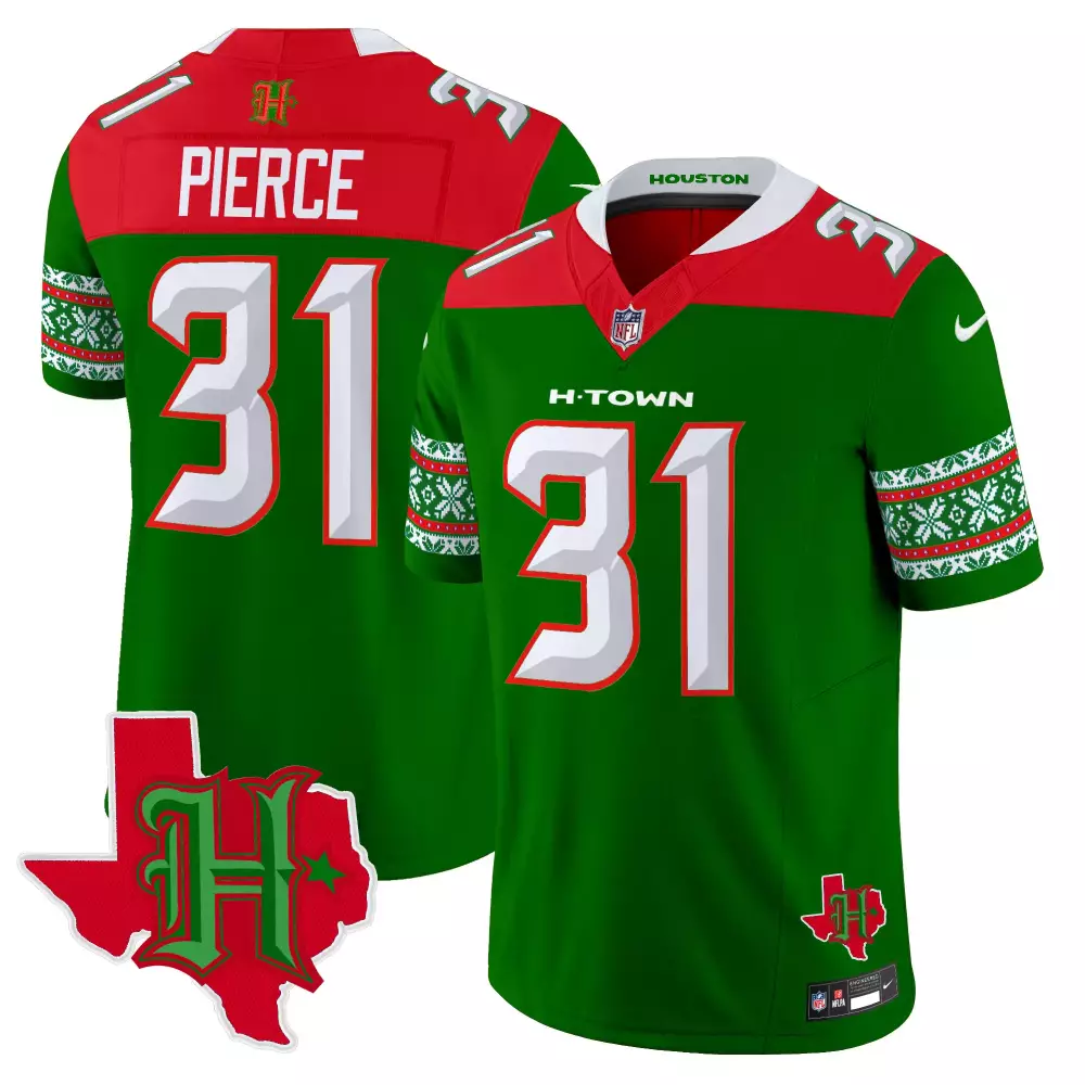 Dameon Pierce 31 Houston Texans Jersey Green Men Split Custom Design Red White Vapor