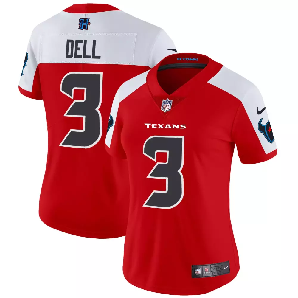Tank Dell 3 Houston Texans Jersey Red Men NFL White Black Vapor Limited All Stitched