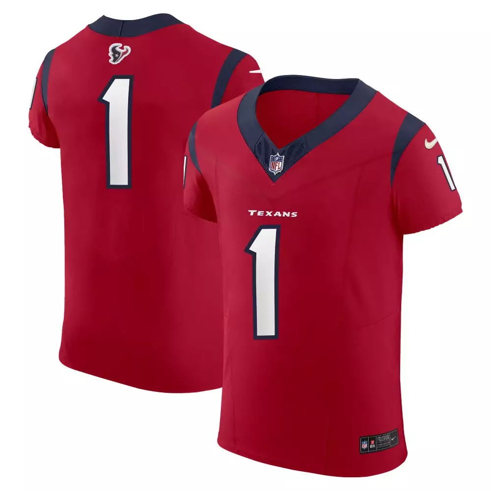 Houston Texans 1 Jersey Red Men Replica Navy Blue White All Stitched Vapor