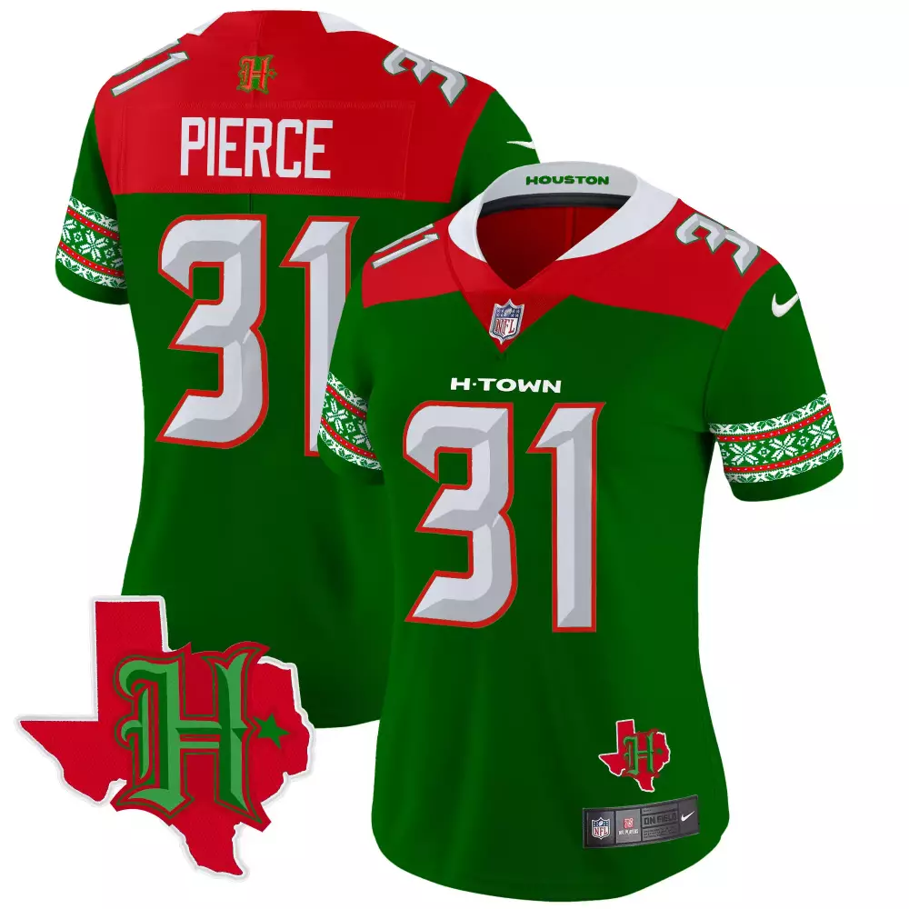 Dameon Pierce 31 Houston Texans Jersey Green Christmas Edition 2023 Men Red White