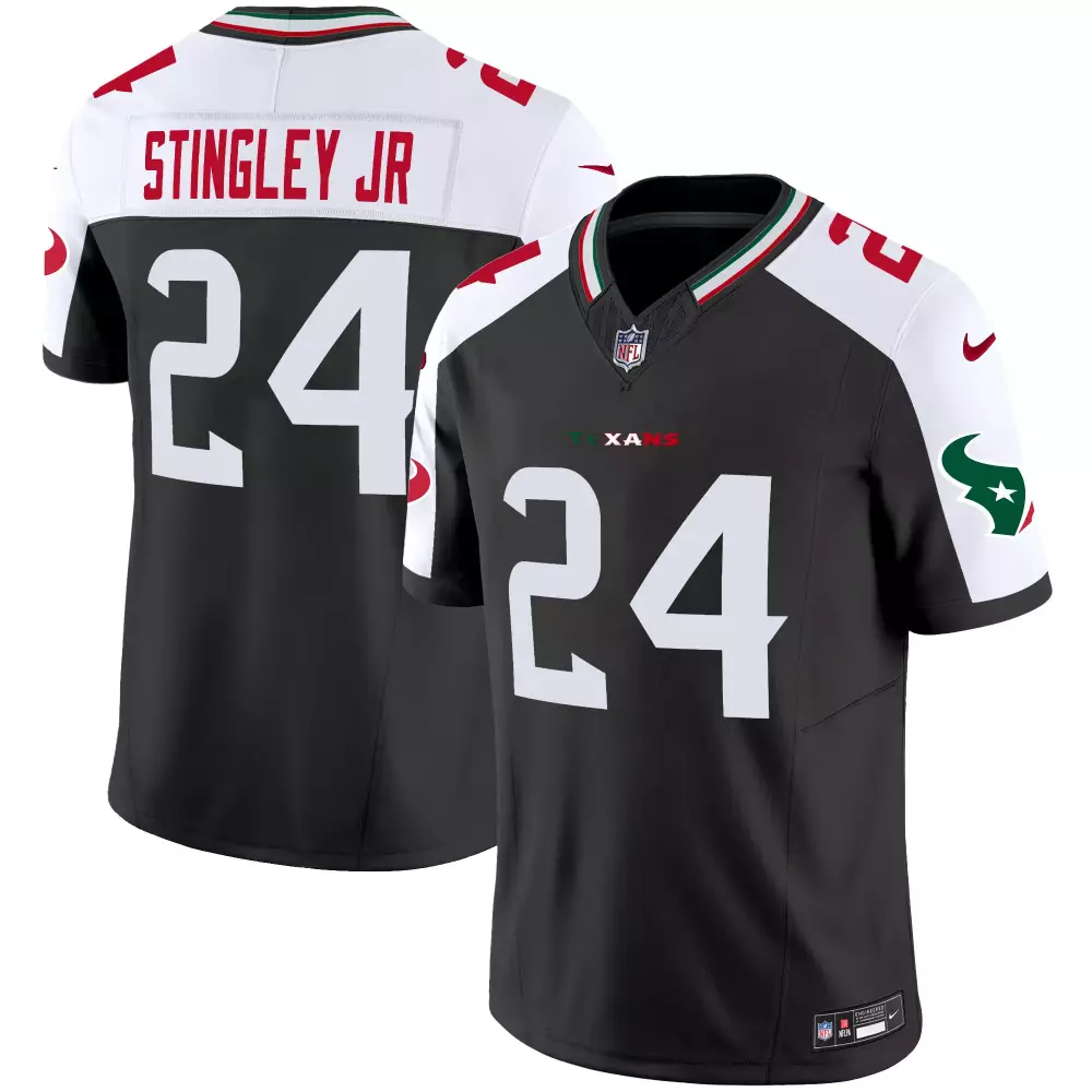 Derek Stingley Jr. 24 Texans Jersey Black Men Alternate White Red All Stitched Vapor