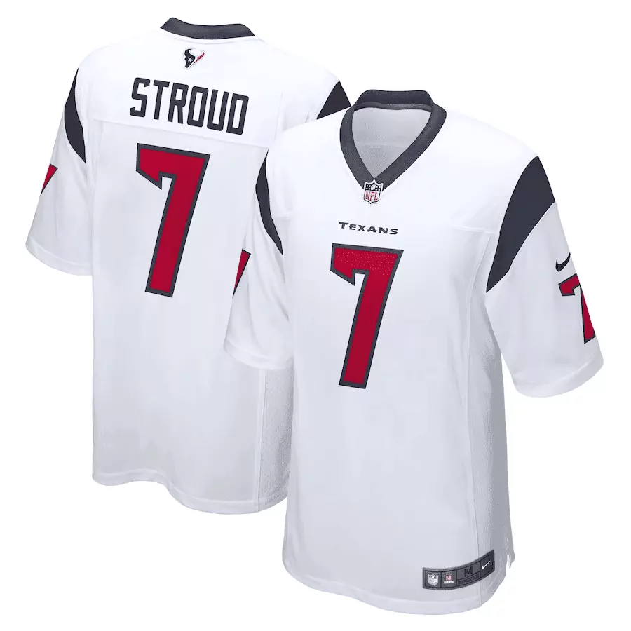 C.j. Stroud 7 Texans Jersey White Men Authentic Red Dark Blue Game All Stitched