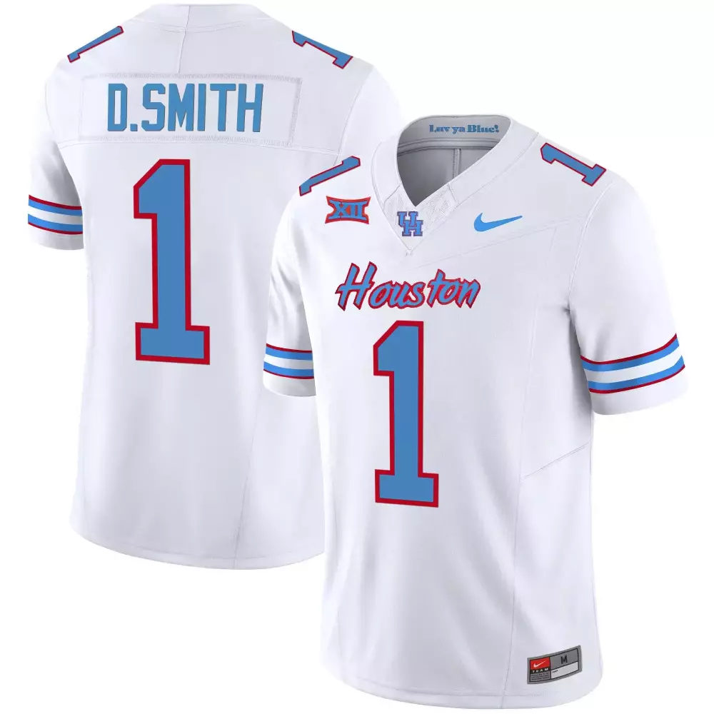 D. Smith 1 Houston Jersey White Men Blue Red Vapor All Stitched