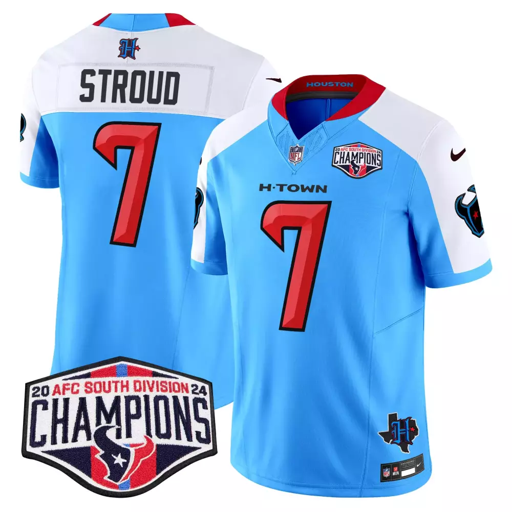 C.j. Stroud 7 Houston Texans Jersey Light Blue City Connect 2024 Men Alternate Split Design