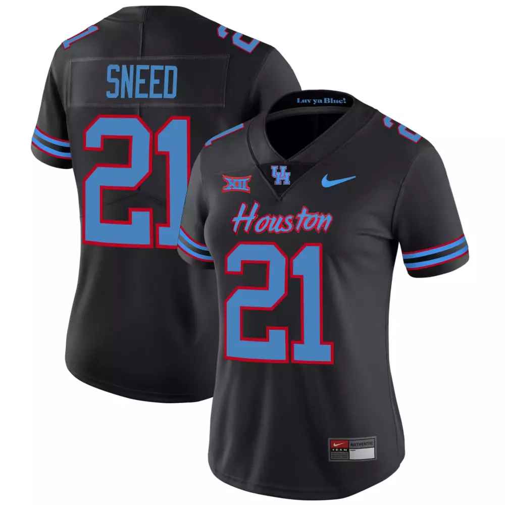 Sneed 21 Houston Cougars Jersey Black Luv Ya Blue! Big 2023 Women Blue Red Vapor