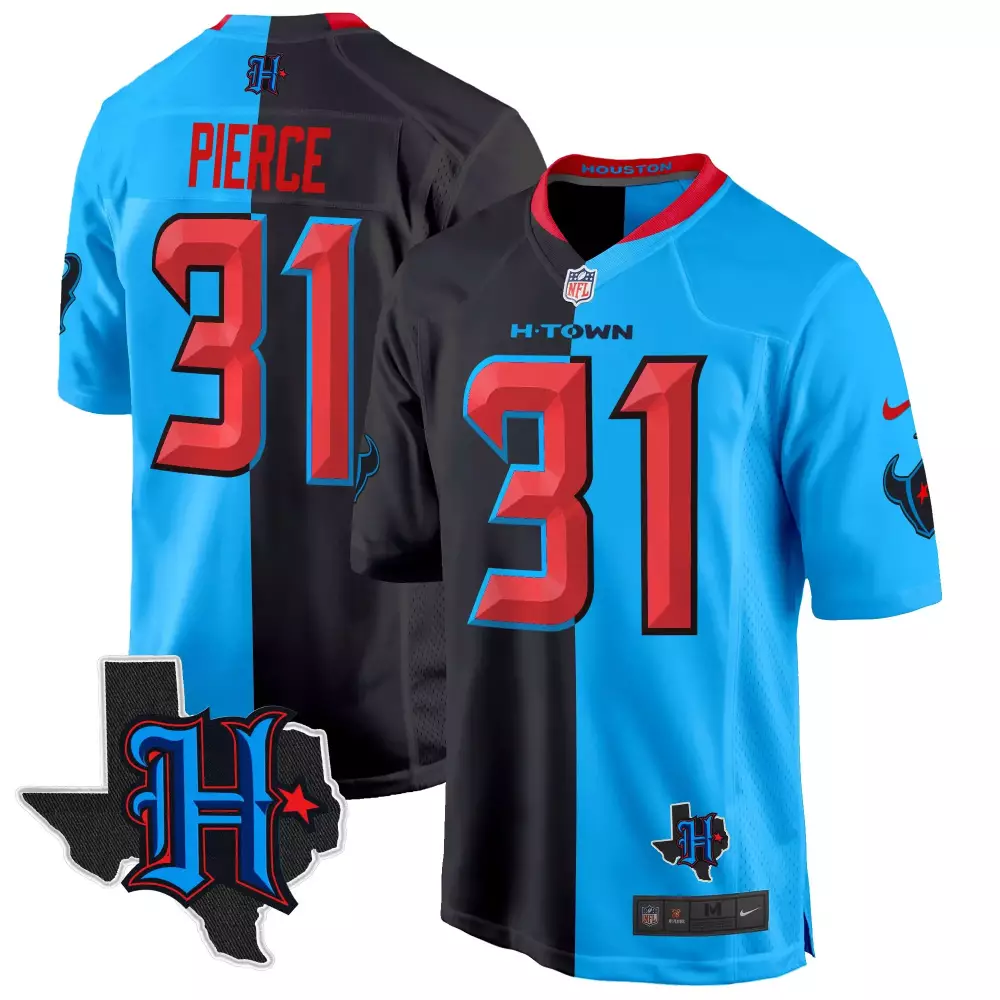 Dameon Pierce 31 Houston Texans Jersey Sky Blue Texas State Outline H-town Men NFL