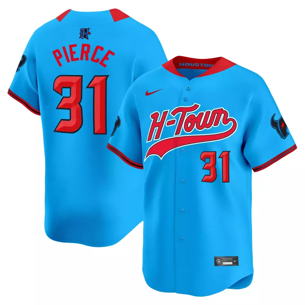 Dameon Pierce 31 Houston Astros Jersey Light Blue H-town Men Red Black v2 All Stitched