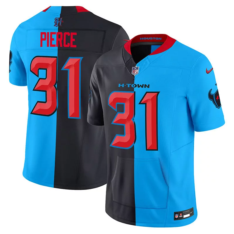 Dameon Pierce 31 Houston Texans Jersey Blue Men Split Design Black Red Vapor All