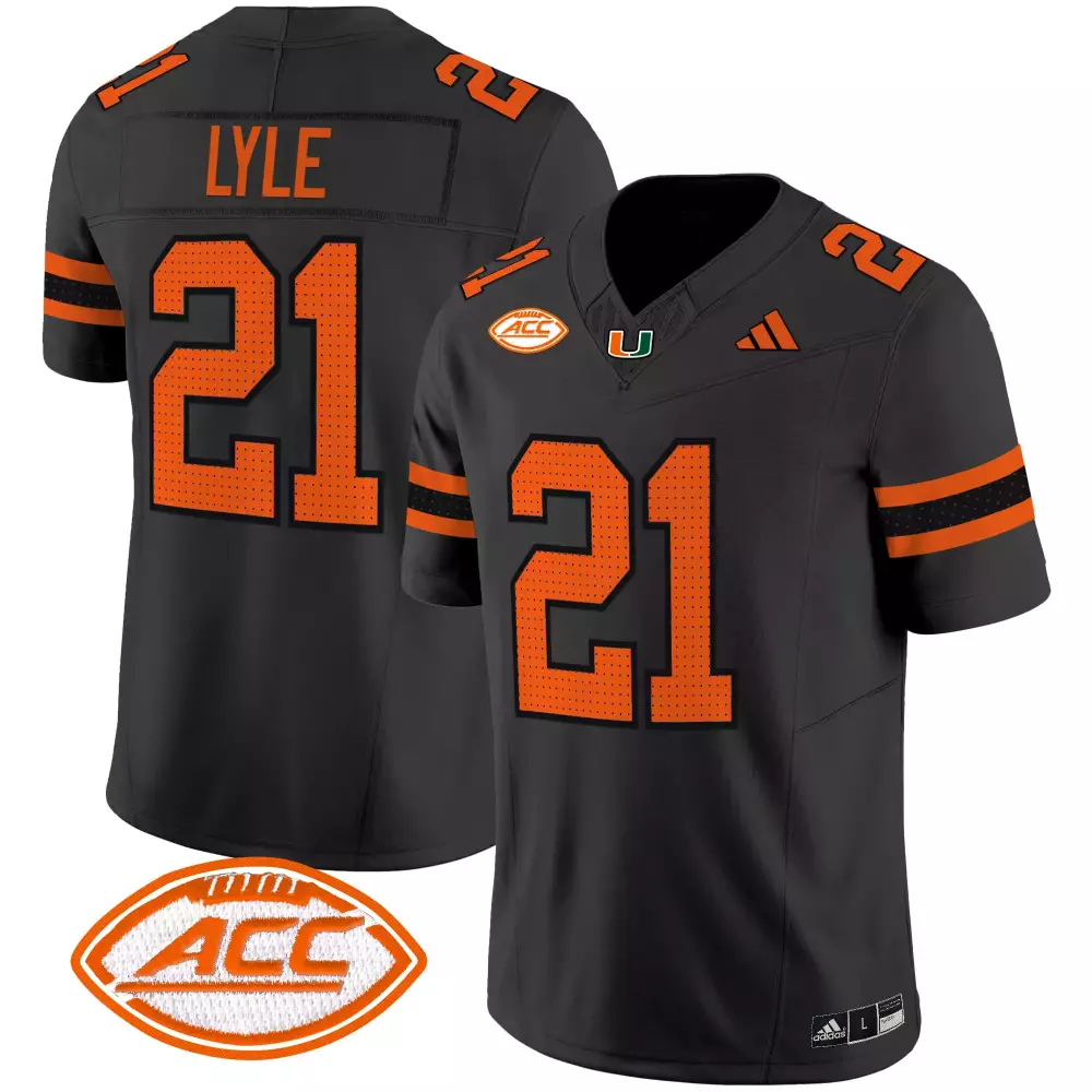 Lyle ACC 21 Miami Hurricanes Jersey Black Men Orange Vapor All Stitched Embroidered